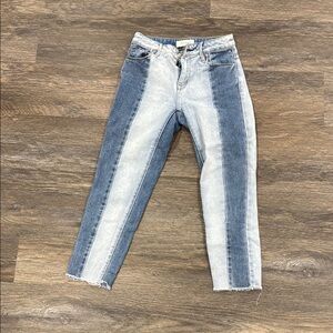 PacSun High Waisted Two-Tone Blue Skinny Straight Jeans